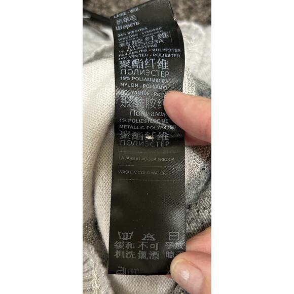 D.Exterior Women's Cashmere Blend Heather Gray Striped Lurex Sweater Size Small - Picture 6 of 6